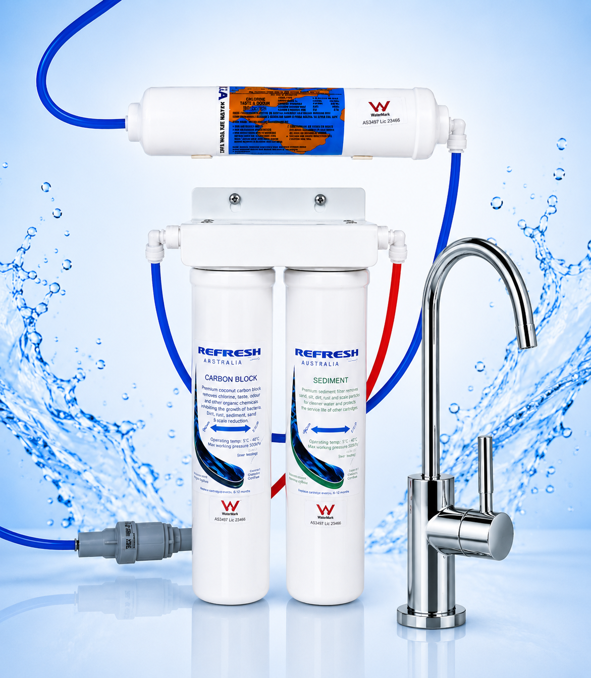 QUSX3-TK TANK Water Triple Under Sink Filter