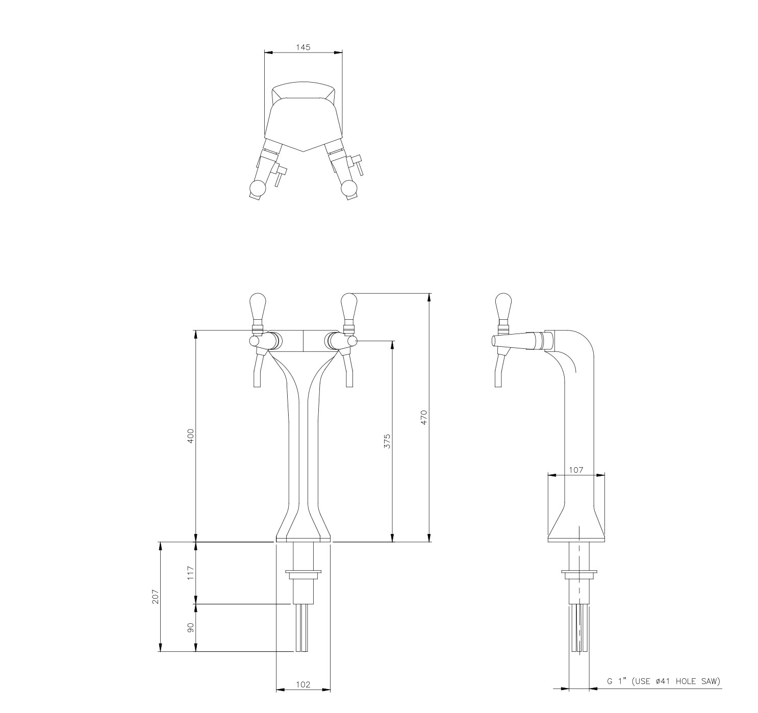 Twin Font - Brushed Bronze